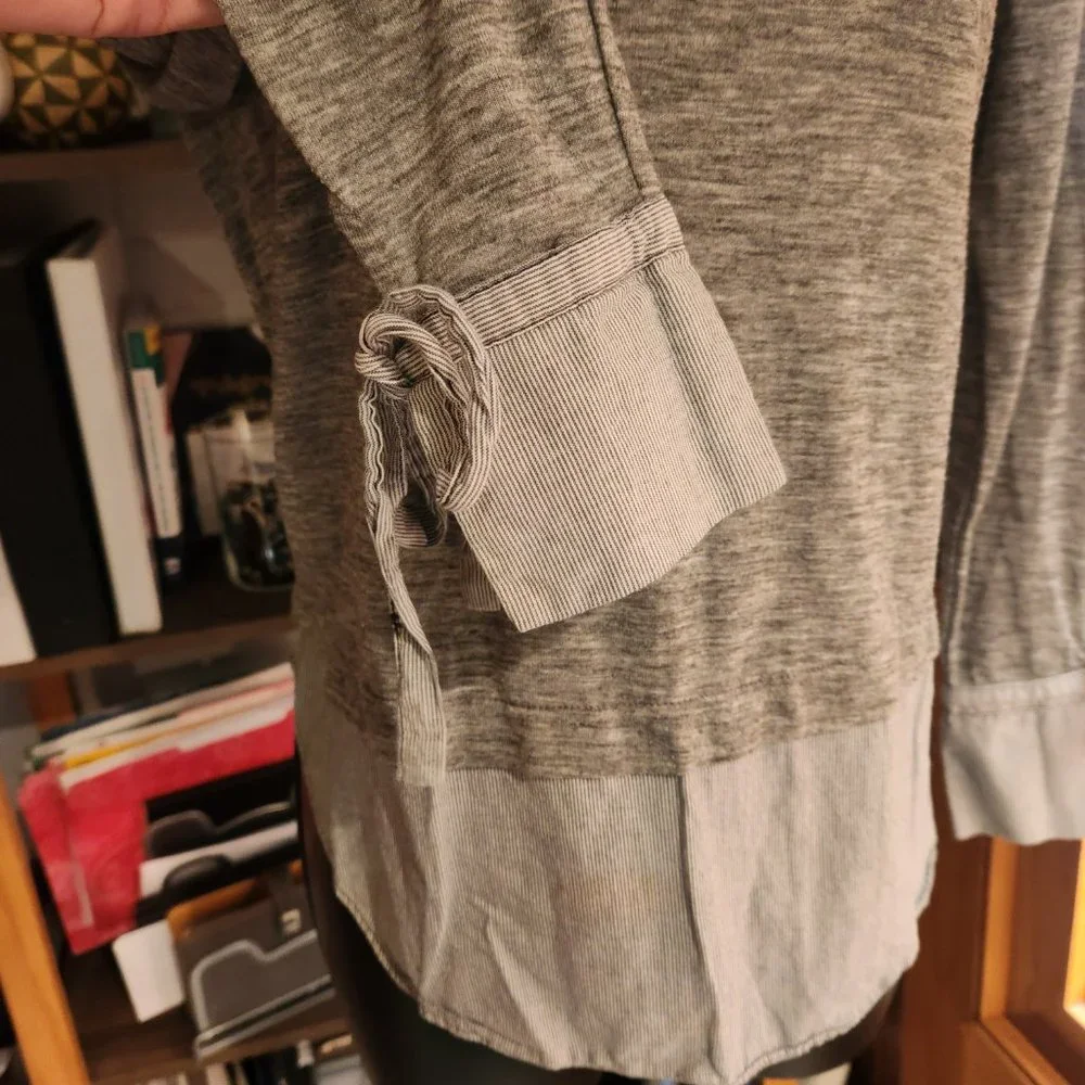 .Textured Gray Mock Layered Blouse from LOFT - Picture 4 of 5